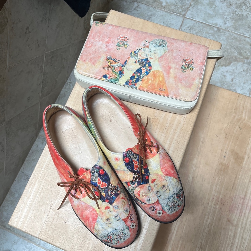 Red and Orange Flats with Slip-On Design and Elastic Panels